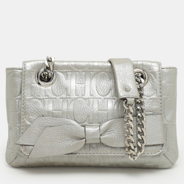 CH Carolina Herrera Silver Monogram Embossed Leather Audrey Shoulder Bag 1180548