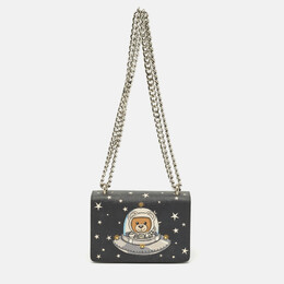 Moschino Black Leather Space Teddy Shoulder Bag 1179971