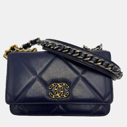 Chanel Navy Lambskin 19 Wallet on Chain Shoulder Bag 1180004