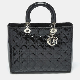 Christian Dior Black Cannage Patent Leather Large Lady Christian Dior Tote 1179870