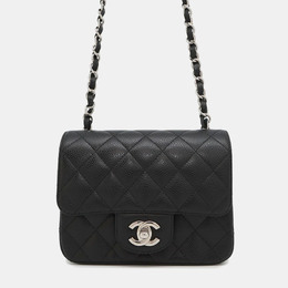 Chanel Square Flap Mini Black Caviar Leather Quilted Shoulder Bag 1179763