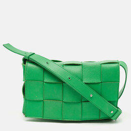 Bottega Veneta Green Intreccio Leather Cassette Shoulder Bag 1179338