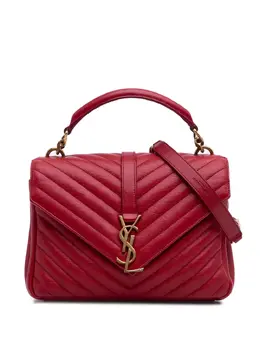 Saint Laurent 2016 Medium Chevron Sheepskin Monogram College Bag satchel 31118855