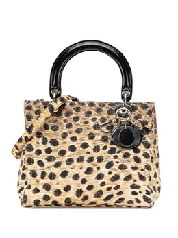 Christian Dior 1997 Medium Canvas Cannage Leopard Print Lady Dior satchel 31135730