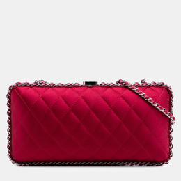 Chanel Red Quilted Satin Chain Around Clutch 1180983