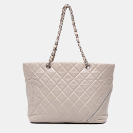 Chanel White Large Quilted Aged Calfskin Cotton Club Tote 1180452