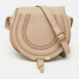 Chloe Beige Leather Mini Marcie Saddle Crossbody Bag 1178520