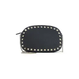 Valentino Garavani-Black Calf Leather Rockstud Mini Bag-Donna 52216383177044