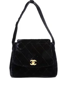 Chanel 1996-1997 velvet turn-lock CC-mark shoulder bag 31081013