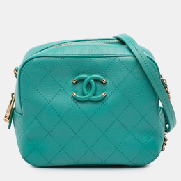 Chanel Blue CC Stitched Calfskin Enamel Camera Bag 1181831