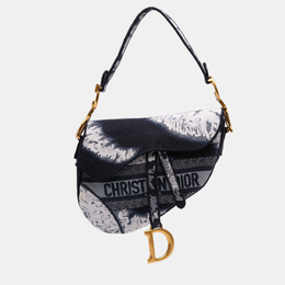 Christian Dior Black Canvas Embroidered Tie Dye Saddle Bag 1181849