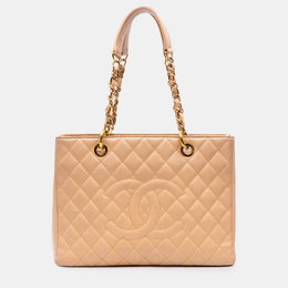 Chanel Beige Brown Caviar Grand Shopping Tote 1181797