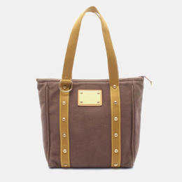 Louis Vuitton Cabas Mm Tote Bag Antigua Canvas Leather Brown Khaki 1181391