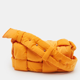 Bottega Veneta Orange Intreccio Nylon Medium Padded Tech Cassette Bag 1181286