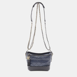 Chanel Gabrielle Small Blue Black Leather Hobo Bag 1181305