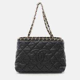 Chanel Matelassé Black Lambskin Leather Chain Shoulder Tote Bag GHW 1181316