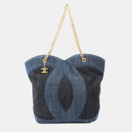 Chanel CC Denim Navy Chain Shoulder Bag 1181347