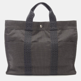 Hermes Herline MM Gray Nylon Canvas Tote Bag 1181352