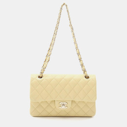 Chanel Matelasse W Flap Yellow Lambskin Chain Shoulder Bag 1181349