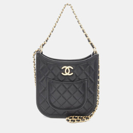 Chanel CC Black Lambskin Chain Hobo Bag 1181341