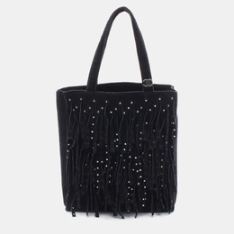 Chanel Coco Mark Black Suede Tote Handbag SHW 1181290