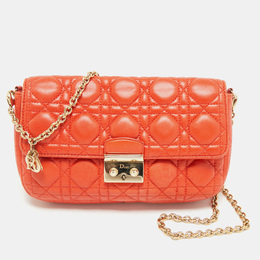 Christian Dior Orange Cannage Leather Small Miss Christian Dior Flap Bag 1180509