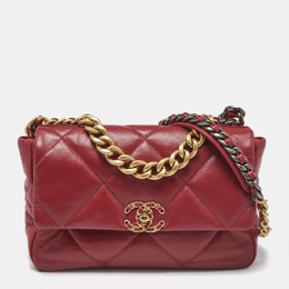 Chanel Red Quilted Leather Large 19 Flap Bag 1179896