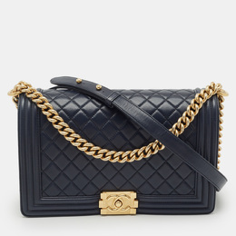 Chanel Navy Blue Quilted Leather New Medium Boy Flap Bag 1179314
