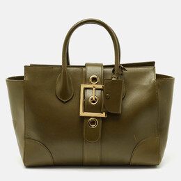 Gucci Olive Green Leather Lady Buckle Tote 1180739