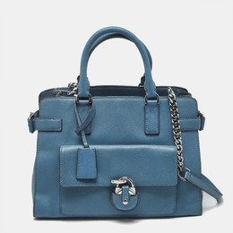 Michael Kors Blue Saffiano Leather Large Emma Satchel 1180401