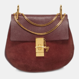 Chloe Burgundy Leather and Suede Medium Drew Shoulder Bag 1179980
