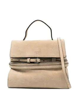 Moschino small Tie Me flap-closure suede tote bag 30331897