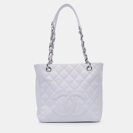 Chanel White Caviar Petite Shopping Tote 1182371