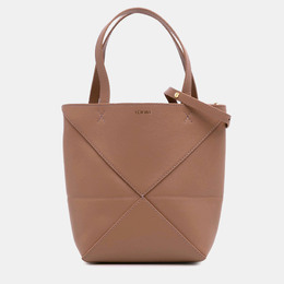 Loewe Brown Mini Shiny Calfskin Puzzle Fold Tote 1182204