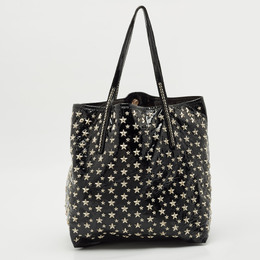 Jimmy Choo Black Patent Leather Sasha Star Studded Tote 1181141