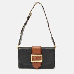 Burberry Black/Brown Leather Madison Buckle Flap Crossbody Bag 1180965