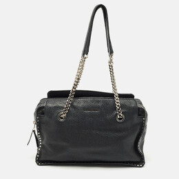 Michael Kors Black Leather Studded Chain Satchel 1180761