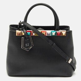 Fendi Black Leather Stud Applique Petite 2Jours Elite Tote 1180721