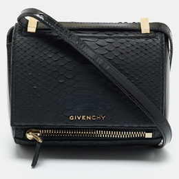 Givenchy Black Python and Patent Leather Mini Pandora Box Crossbody Bag 1180120