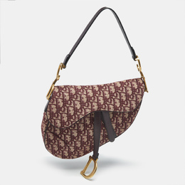 Christian Dior Burgundy Oblique Canvas and Leather Saddle Bag 1179894