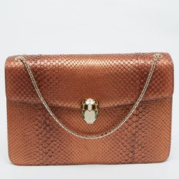 Bvlgari Bronze Python Medium Limited Edition 23/30 Serpenti Forever Shoulder Bag 1179259