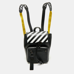 Off-White Black/White Leather Diag Drawstring Backpack 1177330