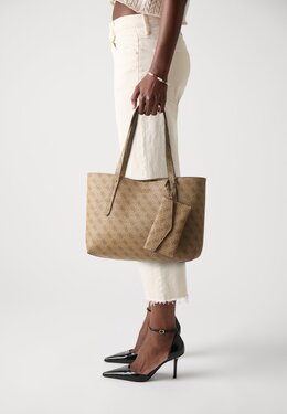 Сумка BRENTON TOTE SET - Clutch Guess, бежевый gu151h7x0-b11 | latte logo