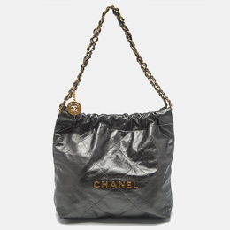 Chanel Metallic Grey Quilted Leather Small 22 Bag 1182934