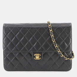 Chanel Tall Flap Black Leather Chain Shoulder Bag 1182795
