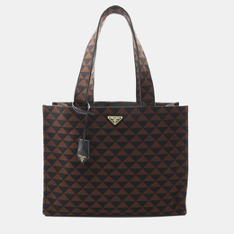 Prada Brown Canvas Triangolo Symbole Shopping Tote 1182669