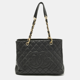 Chanel Black Quilted Caviar Leather GST Shopper Tote 1180107