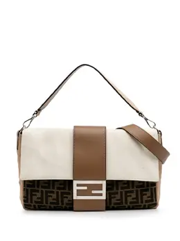 Fendi 2010-2025 Large Zucca and Pequin Canvas Convertible Baguette satchel 31199714