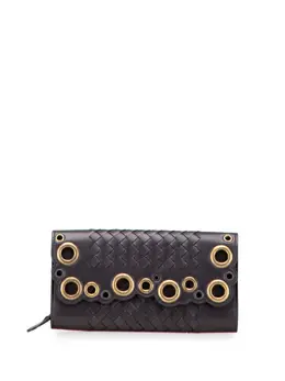 Bottega Veneta 2012-2025 Nappa Intrecciato Grommet Scalloped Edge Wallet long wallets 31196500