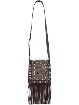 Valentino Garavani mirror-embellished fringe-trim shoulder bag 31080652